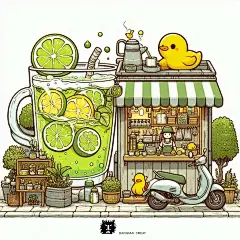 手打柠檬茶小店场景插画设计 - 小红书