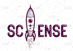 科学字用火箭代替字母I，物理化学概念，矢量概念创意海报用特殊字体制作。