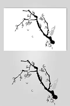 数字黑灰高端水墨山水画矢量素材-众图网