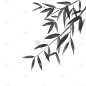 中国风-水墨竹叶植物元素贴纸4