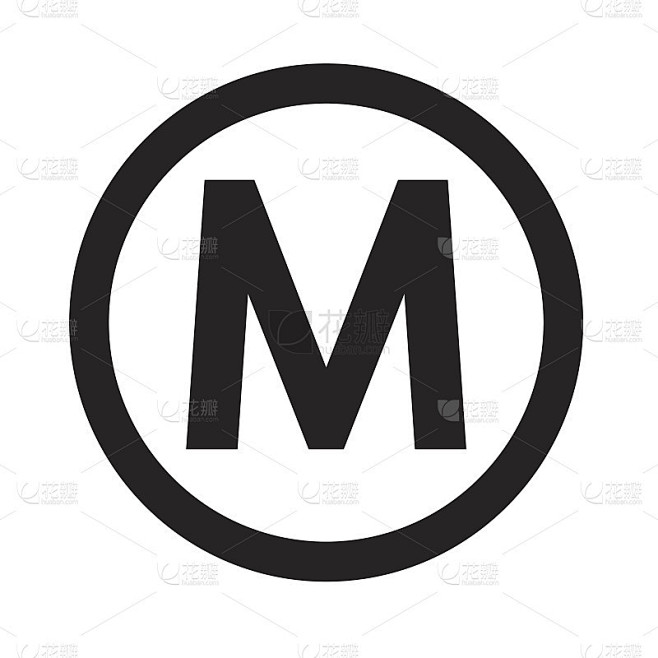基本字体字母M图标插图设计