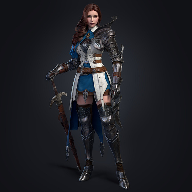 女骑士 knight, zehan Wu : 各位好，这是我现学现用的，第一个从模型到毛发渲染的作品，技艺不佳，希望以后的作品能弥补这些不足 ...