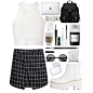 A fashion look from August 2015 featuring white shirt, black skirt and white boots. Browse and shop related looks.