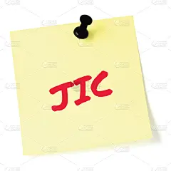 只是以防缩写JIC红色标记写的缩写文本，孤立黄色便利贴待办事项列表便利贴提醒缩写贴纸，黑色图钉图钉宏