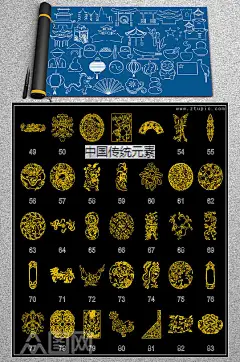 中国传统元素cad素材