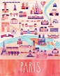 Paris
美国插画家Marisa Seguin 的作品，可爱的人物和字体，随性的着色，她很喜欢为世界各地的城市绘制地图，这样的作品总是让人感到很愉悦