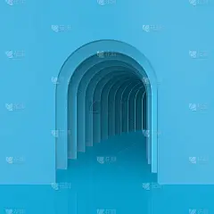 拱形的建筑走廊。三维演示