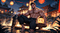  best quality,Masterpiece, mature male, muscular male, (bara stocky:1.5), bara daddy,thick arms, thick legs,smile, On the water,night,sky lantern,full body, full shot, Chinese architecture, topless, large pecs,abs