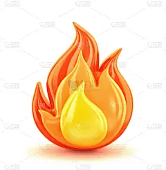 在白色上隔绝的火焰。带有剪切路径的3D渲染