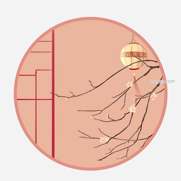 新年国风梅 灯笼边框图片大小2050x2...