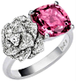 #PiagetRose #ring in 18K white #gold set with 39 brilliant-cut #diamonds and a cushion-cut pink #tourmaline. Via Piaget.