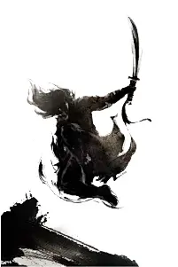 中国古风武侠小说江湖水墨古代游戏人物侠客剪影png免扣插画素材
