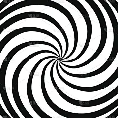 最初在广场上催眠的螺旋。装饰设计背景为矢量背景。黑色和白色