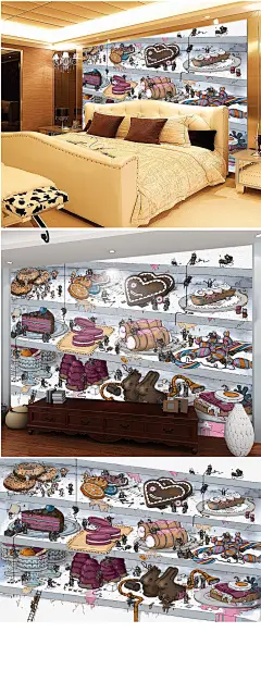 手绘蛋糕店漫画小人