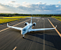 Gulfstream jet on runway showing state-of-the-art aircraft engines designed to decrease fuel usage and noise