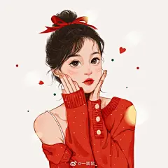 一栗鼠_手绘头像 女生头像 新年 圣诞