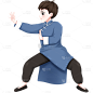手绘-武术动作运动人物插画8