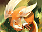 Fox and Girl digital painting illustration photoshop character design fantasy gif forest fox