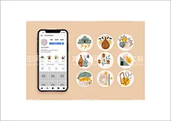 移动应用程序图标  - 源文件下载【酷图网】图标设计,实用图标,INS图标,圆形,APP图标,Instagram,手绘,插画,叶子,树叶,花朵,