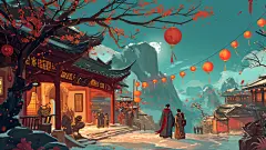 简约人物插画背景素材图