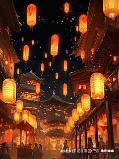 古代繁华热闹街景 Ai艺术