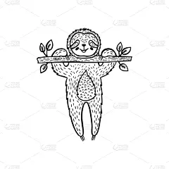 手,卡通,绘画插图,可爱的,乱画,矢量,枝,印度长毛熊,握紧,绘制