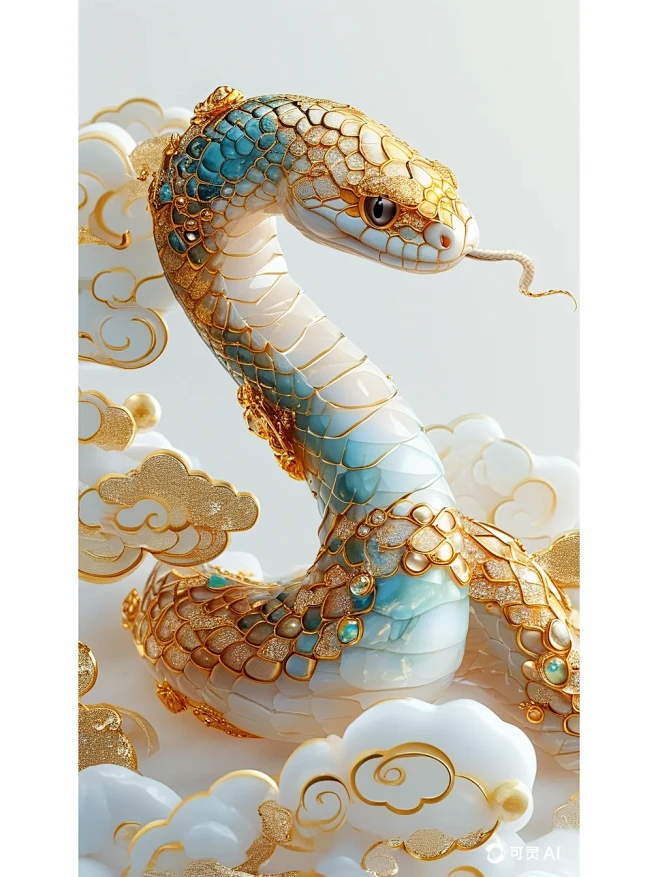 ai生成，蛇年海报元素，生成的总是不完美...