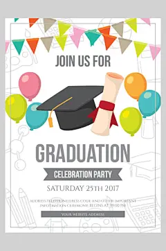 毕业派对气球背景矢量海报