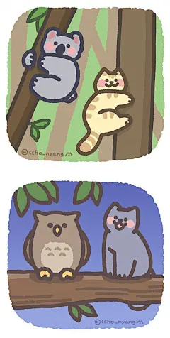 一组由韩国画师ccho_nyang设计制作的超可爱的猫咪插画，这个画风真的太讨人喜欢了！头像壁纸换起来！

(ins:ccho_nyang) ​​​​