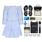 A fashion look from December 2015 featuring off the shoulder dress, flat sandals and black purse. Browse and shop related looks.