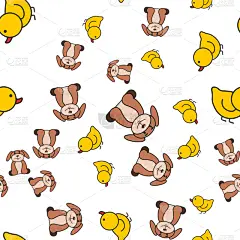 狗,小鸭子,四方连续纹样,可爱的,壁纸,自然美,小的,动物,鸟类,儿童