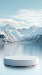 湖泊雪地大理石展台背景3_01