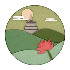 纸艺风格 插画中的古诗词 毕竟西湖六月中映日荷花别样红