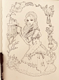 #飞乐鸟分享# 插画师Jasmin Darnell热爱关于Lolita的一切，还喜欢画各种萝莉小姐姐和精致复古的lo装，作品里的细节表现力也很强，线条自然而流畅。 ​​​​