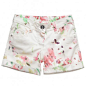 Illudia Girls Ivory Floral Cotton Shorts | CHILDRENSALON