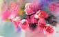 水彩画家 金莉  Chin Li (1963年–，生于湖北省荊州市)一组迷人的水彩花卉绘画 ​​​​