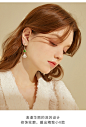 静风格S925银针耳环女牛油果绿色扇形耳夹高级感长款流苏树脂耳钉-tmall.com天猫