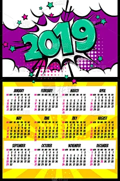 2019,波普风,日历,书,白昼,商务,进出港显示牌,复古