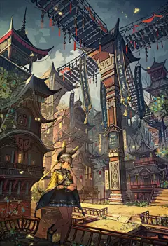 画师收藏馆|笔下的中式建筑插画 By日本插画师:nocras 2021年9月8日 - 哔哩哔哩