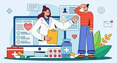 医疗扁平风运营插画 - 小红书