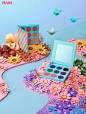 colorful Cosmetic eyeshadow flower handmade makeup papercut Product Photography