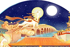 【白鹿追月】中秋立体包装插画 - 简爱手绘 - 原创作品 - 视觉中国(shijueME)