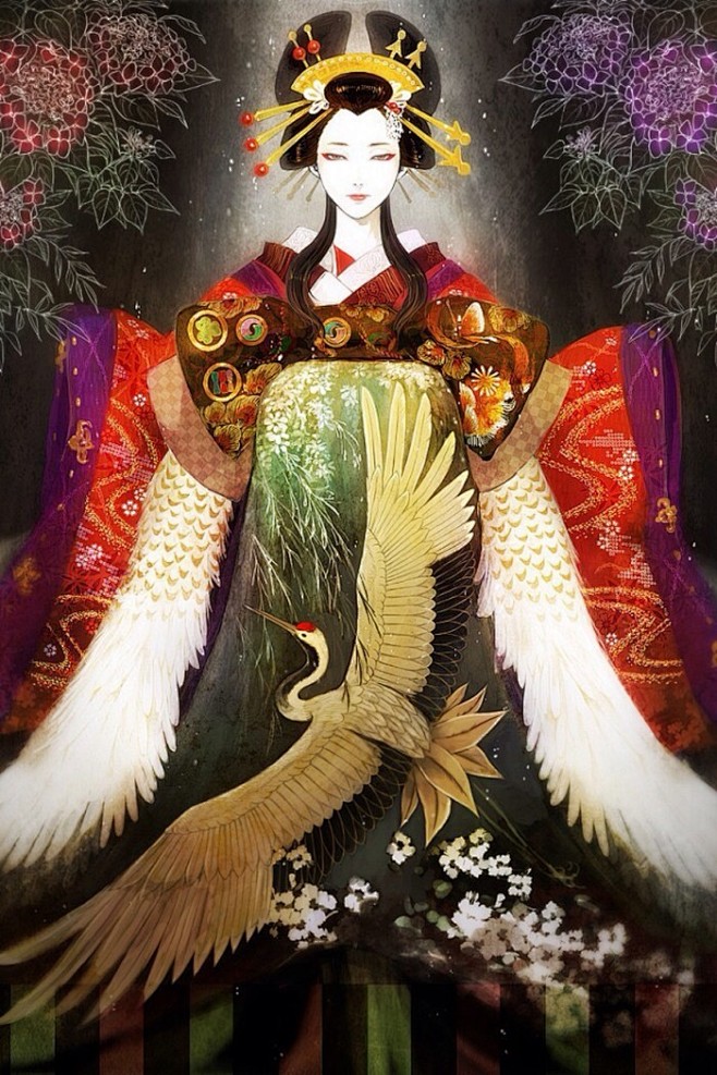 花魁日本古风艺妓美女插画动漫二次元