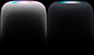 侧面视图展示两个并排放置的 HomePod 扬声器，左边为白色，右边为午夜色