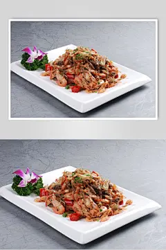 小鱼炒小虾餐饮摄影图片