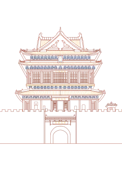 临汾鼓楼国潮喜庆插画2