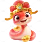 蛇年春节可爱感卡通3D戴头套拟人蛇元素