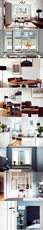 来自斯德哥尔摩的一间小公寓，北欧风设计，简洁清新，明亮的蓝白，木质的家居，令人感到非常舒服！来自梦想·家→http://t.cn/zHCP5e