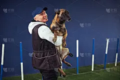 警犬训练师和听话学校里的一只可爱狗