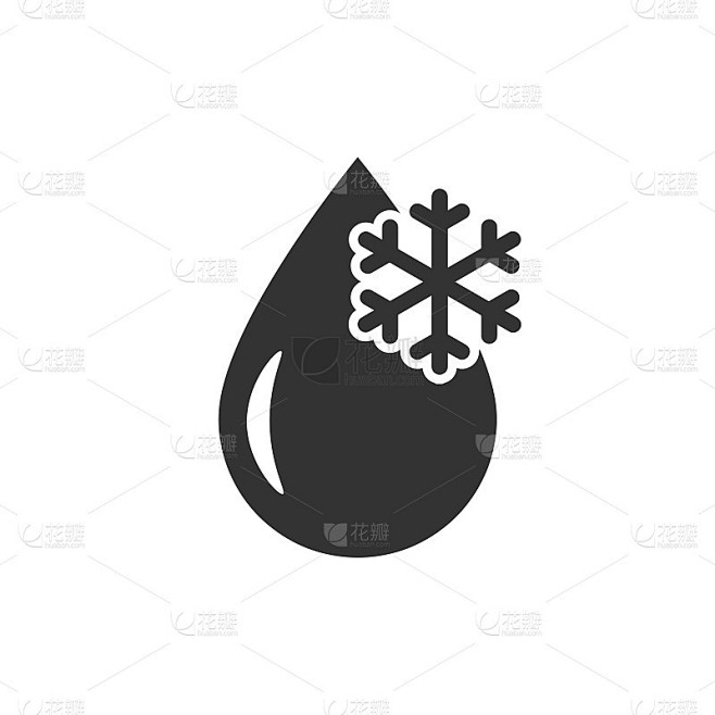Drop and雪花图标。解冻符号平坦向量